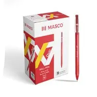 MASCO Pack of 50 Duo X7 Ball Pen, Red
