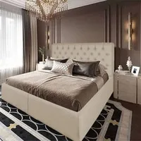 هيكل سرير كتان من In House Lujin - مقاس كينج - 200×200 سم - بيج فاتح