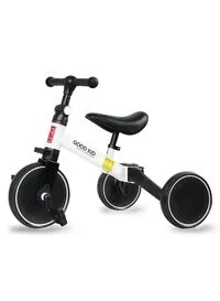 دراجة ثلاثية العجلات سكاي تاتش 4 في 1 للأطفال الصغار من عمر 1 إلى 4 سنوات، دراجة ثلاثية العجلات مع مقعد قابل للتعديل، للاستخدام الداخلي أو الخارجي، باللون الأبيض