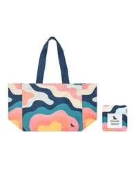 حقيبة حمل يومية من Dock & Bay للشاطئ والتسوق، مع جيوب داخلية، قابلة للطي، خفيفة الوزن وقوية للغاية، تحمل ما يصل إلى 10 كجم - مواد معاد تدويرها بنسبة 100% - احصل على متموجة
