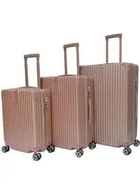 مجموعة حقائب سفر بعجلات للجنسين من مورانو مكونة من 3 قطع باللون الذهبي الوردي
