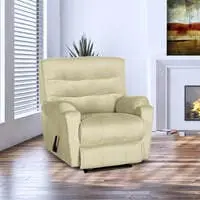 In House Velvet Rocking & Rotating Recliner Chair - Dark Ivory - AB03