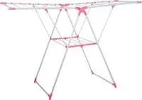Delcasa Dc1391 Folding Metal Clothes Dryer Drying Space Laundry Washing Durable Metal Drying Rack Multifunctional Air Dryer Ideal For Indoor And Outdoor 2 Folding Winged Clothes Dryer, Multicolor