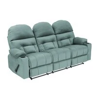 In House Velvet Triple Cinematic Recliner Chair With Cups Holder - Light Turquoise - NZ80