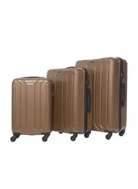 Parajohn 3-Piece Hard Side ABS Luggage Trolley Set 20/24/28 Inch, Champagne