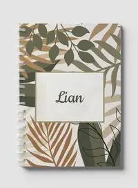 دفتر لوها اللولبي مع 60 ورقة وأغطية ورقية صلبة بتصميم Lian بالاسم الإنجليزي، لتدوين الملاحظات والتذكيرات، للعمل والجامعة والمدرسة