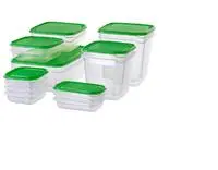 Food container, set of 17, transparent/green
