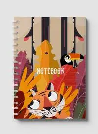 Lowha Spiral Notebook With 60 Sheets And Hard Paper Covers With Classical Theme Jungle Design, For Jotting Notes And Reminders, For Work, University, School
