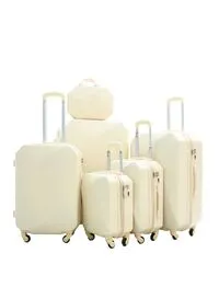 Morano 6-Piece Hard-Side ABS Spinner Luggage Trolley Set Beige.