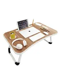 Generic Foldable Laptop Table With Cup Holder Brown 60 X 43cm