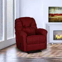 American Polo Linen Rocking & Rotating Recliner Chair - Burgundy - American Polo