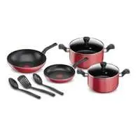Tefal Super Cook non-stick cooking set 9pieces red