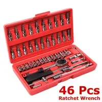 Generic 46 Pcs Tool Box Spanner Socket Wrench Set 1/4" Dr, Car Motorcycle Repair Tool Set, Chrome Vanadium Steel, All In One Tool Set