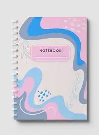 Lowha Spiral Notebook With 60 Sheets And Hard Paper Covers With Contemporary Abstract Design, For Jotting Notes And Reminders, For Work, University, School