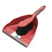 Dustpan with broom with extra grip in handle, Cleaning Tool Perfect for Home and Office Lobby set Red/Black