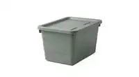 Storage box with lid, grey-green, 19x26x15 cm