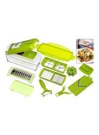 Generic 11-Piece Fruit And Vegetable Chopper And Slicer Set, 1500ml - White/Green