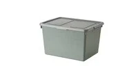 Storage box with lid, grey-green, 38x51x30 cm