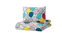 Duvet cover and pillowcase, balloon pattern/multicolour150x200/50x80 cm