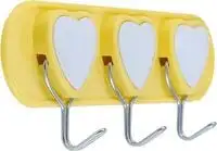 Royalford Heart Self Adhesive Sticky Hook 3-Piece Hooks, Yellow/White