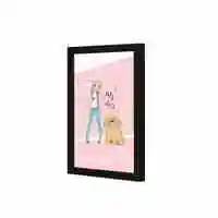 Lowha My Dog Pink Wall Art Wooden Frame Black Color 23X33cm