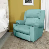 In House Velvet Rocking & Rotating Cinematic Recliner Chair With Cups Holder - Light Turquoise - Lazy Troy