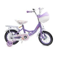 دراجة ماونتن جير للأطفال مع مقعد حامل وأدوات فرامل يدوية وسلة للفتيات باللون الأرجواني مقاس 14 بوصة