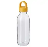 Water bottle, clear glass/yellow0.5 l