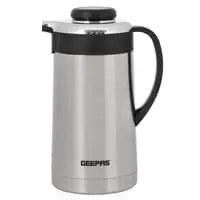 Geepas Stainless Steel Vacuum Flask, Double WalLED Airpot,GVF27017, 1.6L Capacity, Hot & Cold Up To 24 Hours, Thermal Insulated Airpot, Portable & Leak Proof Design