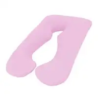 وسادة الحمل والأمومة سليب نايت على شكل حرف U لدعم كامل الجسم مع غطاء قابل للغسل، وردي