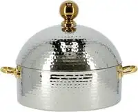 Royalford Monarch Dome Hot Pot, 4L - Stainless Steel Round Chafing Dish, Food Warmer Buffet Server Dish - Table Top Food Warmer Serving Dish With Lid For Caterings Parties Daily Use, Silver
