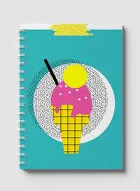 Lowha Spiral Notebook With 60 Sheets And Hard Paper Covers With Ice Cream Sprinkles Design, For Jotting Notes And Reminders, For Work, University, School