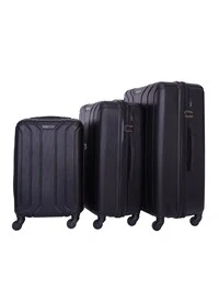 Parajohn 3-Piece Hard Side ABS Luggage Trolley Set 20/24/28 Inch, Black