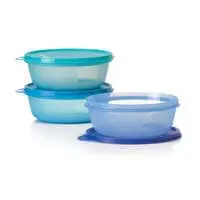 Tupperware Seal & Go Medium Bowl Set, Blue, Plastic (1L, 1.5L, 2L)