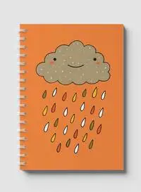 Lowha Spiral Notebook With 60 Sheets And Hard Paper Covers With Cloud & Rain Design, For Jotting Notes And Reminders, For Work, University, School