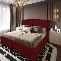 In House Shumt Linen Bed Frame - Single - 200x90cm - Burgundy