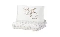 غطاء لحاف 1 كيس وسادة طفل, نقش أرنب/أبيض/بيج‎110x125/35x55 سم‏