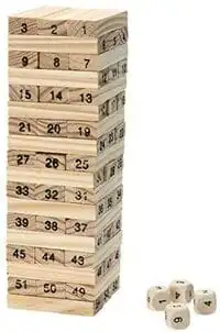 Generic برج خشبي من خشب الصنوبر لعبة مكعبات بناء الدومينو