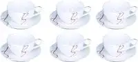 Royalford 12Pcs Bone China Round Cup & Saucer Set, Ideal For Daily Use, Non-Toxic, Ecologically Tasteless, Smooth Surface, Translucent, Comfortable Grip And Lightweight