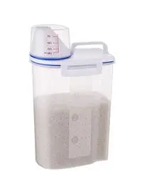 Rubik Rice Storage Containers With Measuring Cup Blue/Clear 30X18X14Centimeter
