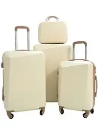 طقم حقائب سفر بعجلات من مورانو - 4 قطع (بيج وكاكي)