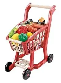 Generic عربة تسوق صغيرة لعبة عربة مع الخضار والفواكه التظاهرية للأطفال في السوبر ماركت