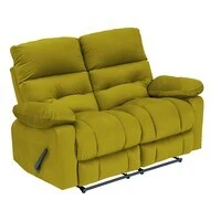 In House Velvet Double Recliner Chair - Gold - NZ60