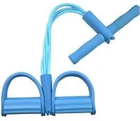 Generic Sizoo - حبال - متعددة الوظائف 4 أنابيب مطاطية للقدم حبل سحب مرن لتوسيع العضلات واللياقة البدنية ودواسة رياضية وأشرطة مقاومة (قطعة واحدة باللون الأزرق)