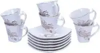Royalford 12Pcs Bone China Square Cup & Saucer Set – Ideal For Daily Use – Non-Toxic, Ecologically Tasteless, Smooth Surface, Translucent, Comfortable Grip And Lightweight – Pack Of 6