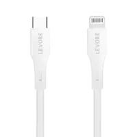 كابل Levore USB-C إلى Lightning معتمد من MFI TPE بطول 1 متر - أبيض