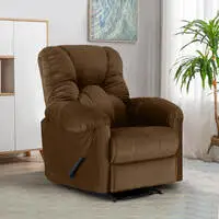 American Polo Velvet Rocking & Rotating Recliner Chair - Light Brown - American Polo