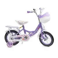 دراجة ماونتن جير برينسيس للأطفال مع أدوات فرامل يدوية ومقعد حامل وسلة للفتيات باللون الأرجواني 12 بوصة