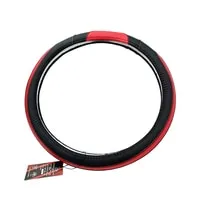 Generic Steering Wheel Cover Luxury Design Red And Black Medium Size Mobco