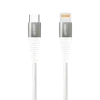 كابل Levore USB-C إلى Lightning Nylon معتمد من MFI بطول 1.0 متر - أبيض